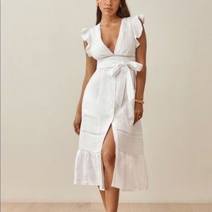 Reformation Lili Linen Midi Dress White